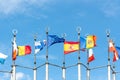 Group of flags of European countries Royalty Free Stock Photo