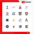 Group of 16 Flat Colors Signs and Symbols for goal, business, bus, optimization, file