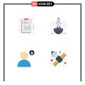 Group of 4 Flat Icons Signs and Symbols for annual, spaceship, report, business, padlock