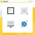 Pictogram Set of 4 Simple Flat Icons of code, ribs, web, medical, world