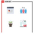 Group of 4 Flat Icons Signs and Symbols for internet, nature, website, lift, wifi