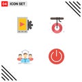 Group of 4 Flat Icons Signs and Symbols for mobile, business, boat, melting, group