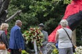 Group Of FNV Representatives Placing Wreaths At The National Slavery Monument At The Keti Koti Festival At Amsterdam The