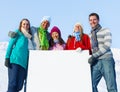Group fo People Banner Snow Winter Concept Royalty Free Stock Photo