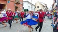 Group of folk dancers of azuay province, Ecuador