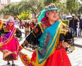 A group of folk dancers from Cayambe Canton, Pichincha Province, Ecuador