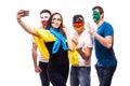 Group of football fans their national team: Ukraine, Germany, Po Royalty Free Stock Photo