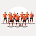 group of football players vector flat isolated illustration Royalty Free Stock Photo