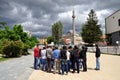 The group of foreign tourists visiting the old part of Prishtina