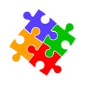 Group of four color puzzle, cooperation - vector