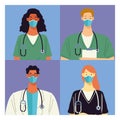 group of four doctors medical staff characters Royalty Free Stock Photo