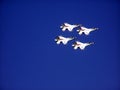 Group of four fighter jets flying in formation Royalty Free Stock Photo