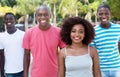 Group of four happy african american woman and man