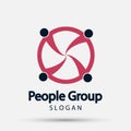 Group four people logo handshake in a circle,Teamwork icon.vector illustrator