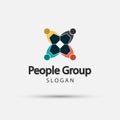 Group four people logo handshake in a circle,Teamwork icon,Vector illustration