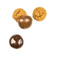 Group of four pepernoten cookies with chocolate