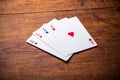 A group of four playing card aces Royalty Free Stock Photo