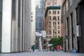 Group of four Trees Statue Chase Manhattan Plaza NYC Pedestrians Royalty Free Stock Photo