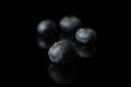 Fresh blueberry isolated on black glass Royalty Free Stock Photo