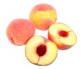 Group of four yellow-red peaches Royalty Free Stock Photo