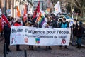 Group of french teachers protesting against the covid-19 sanitary protocol