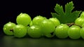 Group of Fresh Green Gooseberry Fruits On Green Background with Copy Space Selective Focus Royalty Free Stock Photo