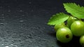 Group of Fresh Green Gooseberry Fruits On Green Background with Copy Space Selective Focus Royalty Free Stock Photo