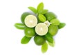 Fresh lime slice and green leaf isolated on white background Royalty Free Stock Photo