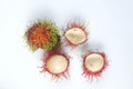 Group Fresh rambutan sweet delicious fruit isolated on white background.Thai fruit summer Royalty Free Stock Photo