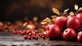 Group of Fresh Red Apples Fruits With Water Drops Wooden Table Top Background Selective Focus