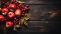 Group of Fresh Red Apples Fruits With Water Drops Wooden Table Top Background Selective Focus