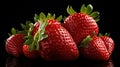 A group of fresh red strawberries on a black background Royalty Free Stock Photo