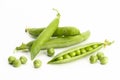 Group of Fresh ripe green pea pod isolated on white background Royalty Free Stock Photo