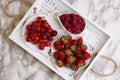 Group of fresh s fruits together cherries,raspberries and strawberries. Royalty Free Stock Photo