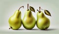 Group of Fresh Whole Green Pear Fruit on White Background AI Generative Royalty Free Stock Photo