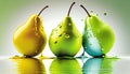 Group of Fresh Whole Green Pear Fruit on White Background AI Generative Royalty Free Stock Photo