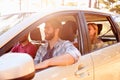 Group Of Friends In Car On Road Trip Together Royalty Free Stock Photo