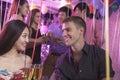 Group of friends celebrating, toasting with champagne, nightclub in Beijing Royalty Free Stock Photo