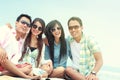 Group Of Friends Enjoying Beach Holiday Royalty Free Stock Photo