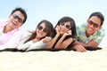 Group Of Friends Enjoying Beach Holiday Royalty Free Stock Photo