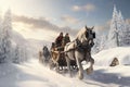Group of friends enjoying a sleigh ride through