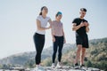 Group of Friends Enjoying a Sunny Day Hiking in the Wilderness