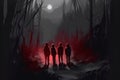 A group of friends goes on a night hike and hears strange whispers coming from the trees, Generative AI