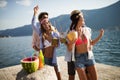 Summer, vacation, party, people concept. Group of friends having fun and party on the beach. Royalty Free Stock Photo