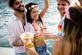 Summer, vacation, party, people concept. Group of friends having fun and party on the beach. Royalty Free Stock Photo