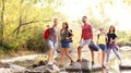 Group of friends hiking. Camping vacation Royalty Free Stock Photo