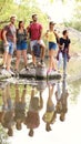 Group of friends hiking. Camping vacation Royalty Free Stock Photo