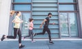 Group of friends making urban running Royalty Free Stock Photo