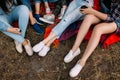Group friends picnic rest nature forest concept. Royalty Free Stock Photo