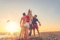 Group of friends enjoy on the beach